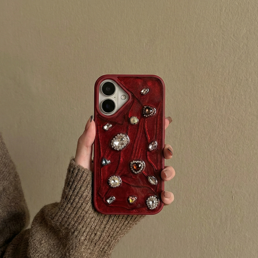 Artistic iPhone Case – Independent Designer Style | Multiple Models Available|Baroque Gemstone Red