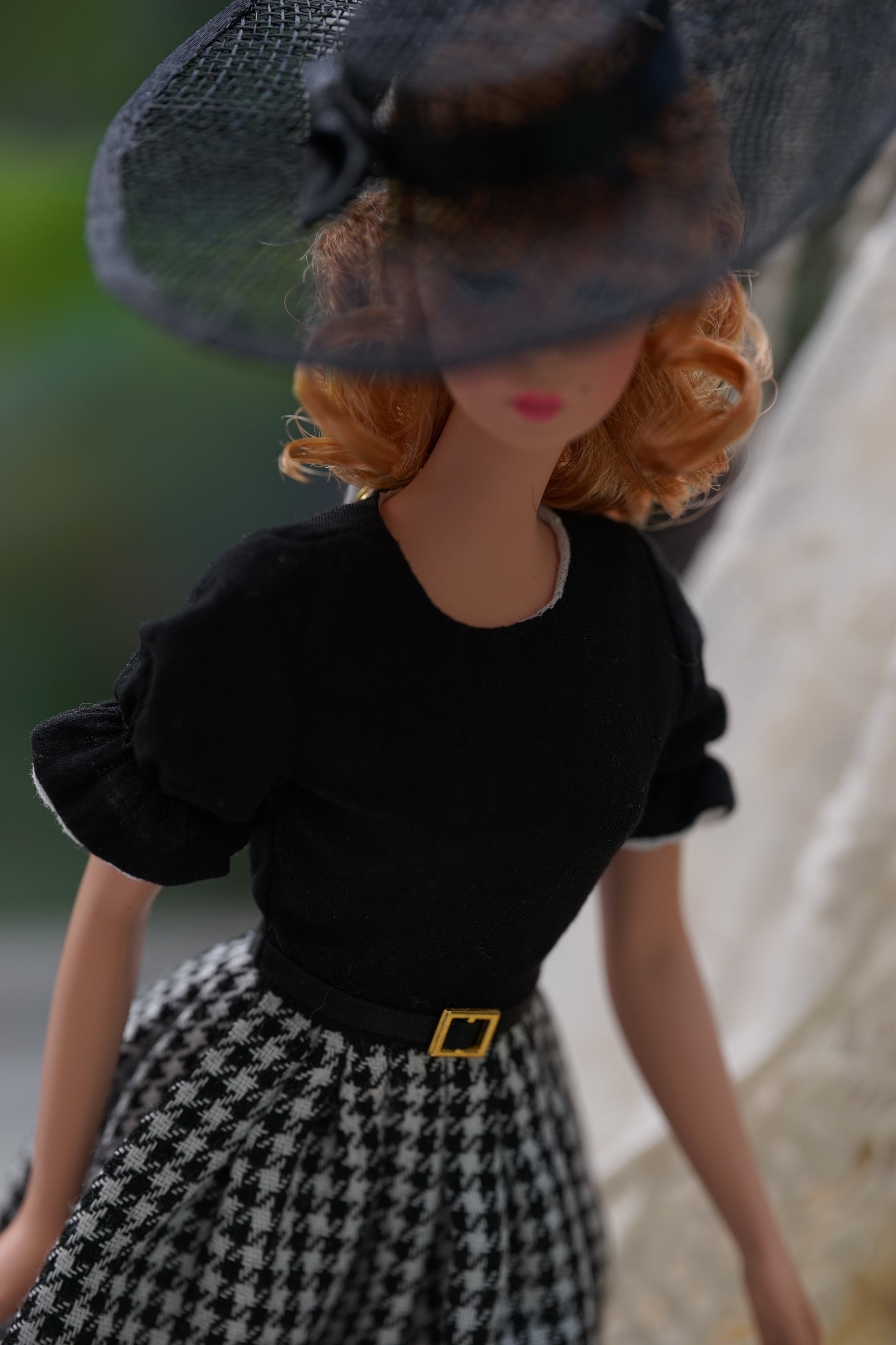 Front view of a classic summer straw hat for 1/6 scale fashion dolls
