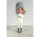 Blythe doll styling with candy-color rain boots for a rainy-day outfit