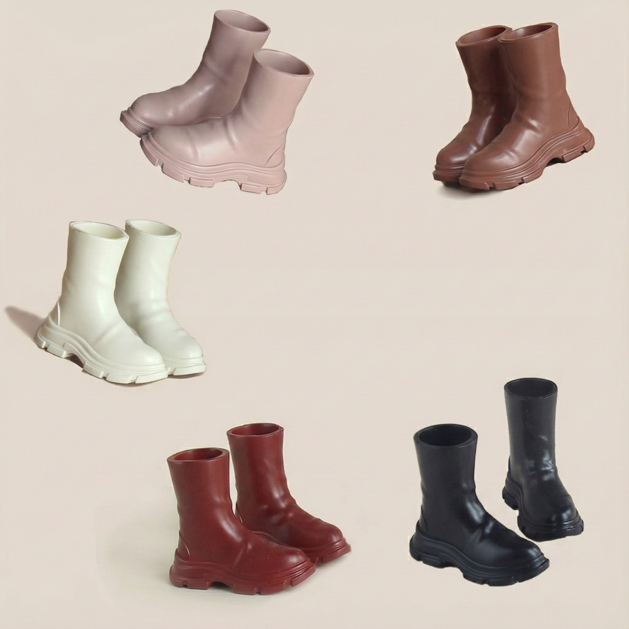 1/6 scale combat-style rain boots for Blythe, Barbie, Licca, FR and Obitsu dolls