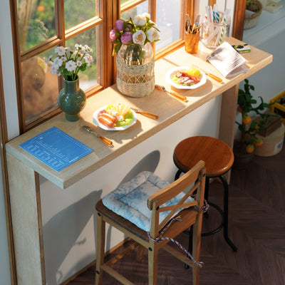 1/6ドール バーテーブル｜原木風キッチン家具