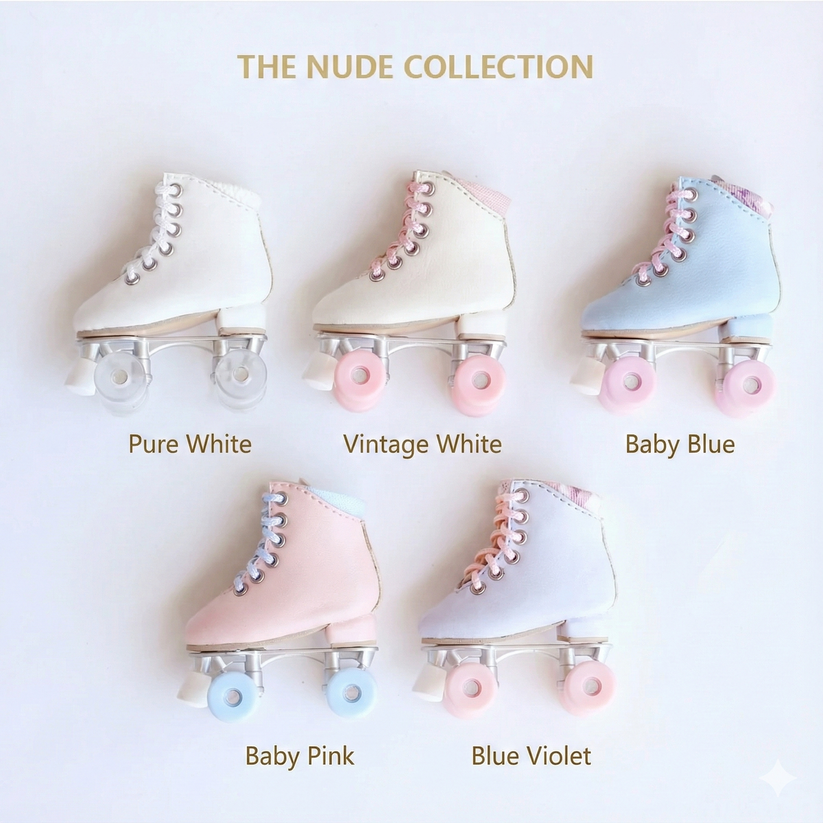 1/6 scale macaron-color quad roller skates for dolls