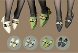 Low-heel doll pumps with metal chain detail and glossy nylon finish for 1/6 scale dolls