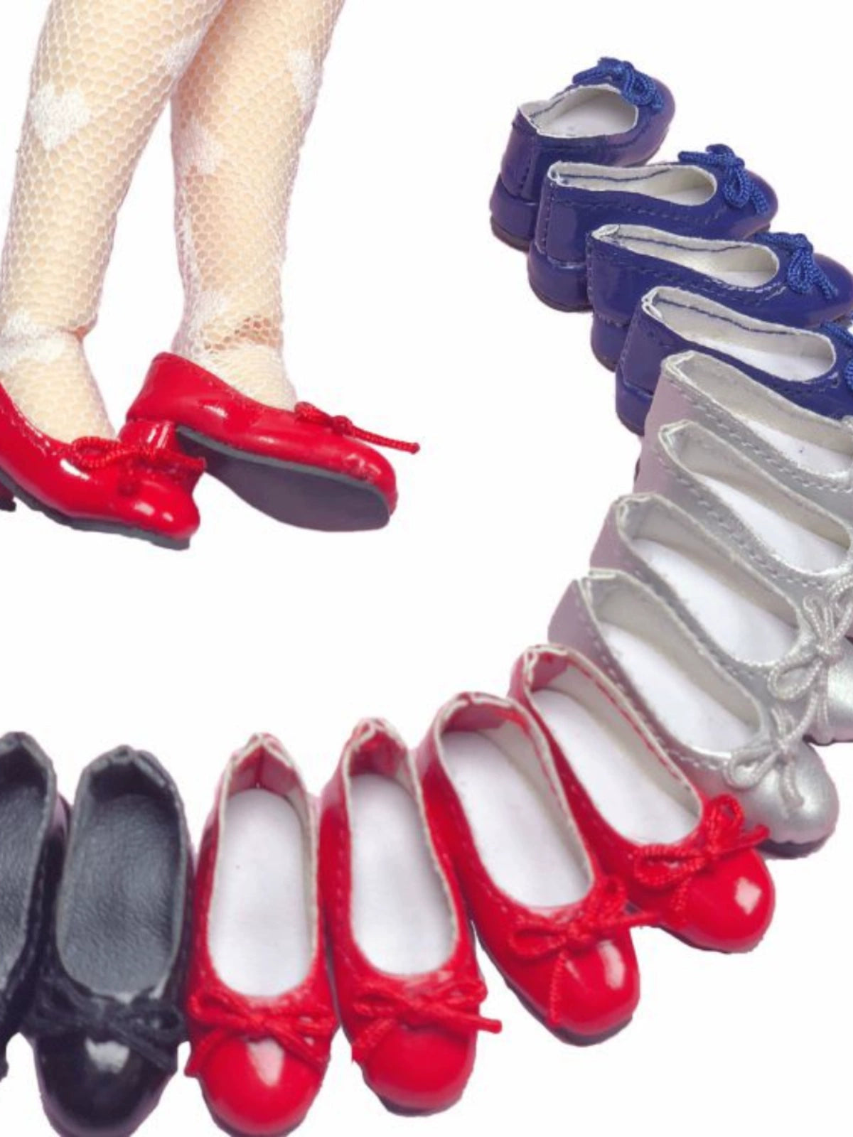 Patent-look low-heel pumps for 1/6 dolls including Blythe, Licca, Azone, momoko and Obitsu 22/24