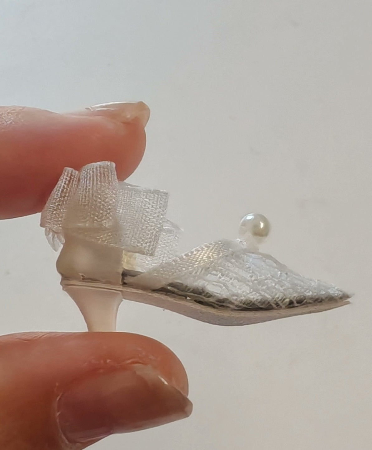 1/6 scale pearl lace low-heel doll shoes with bow for Blythe, Obitsu 22/24 and momoko
