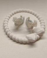 1/6 scale pearl lace low-heel doll shoes with bow for Blythe, Obitsu 22/24 and momoko