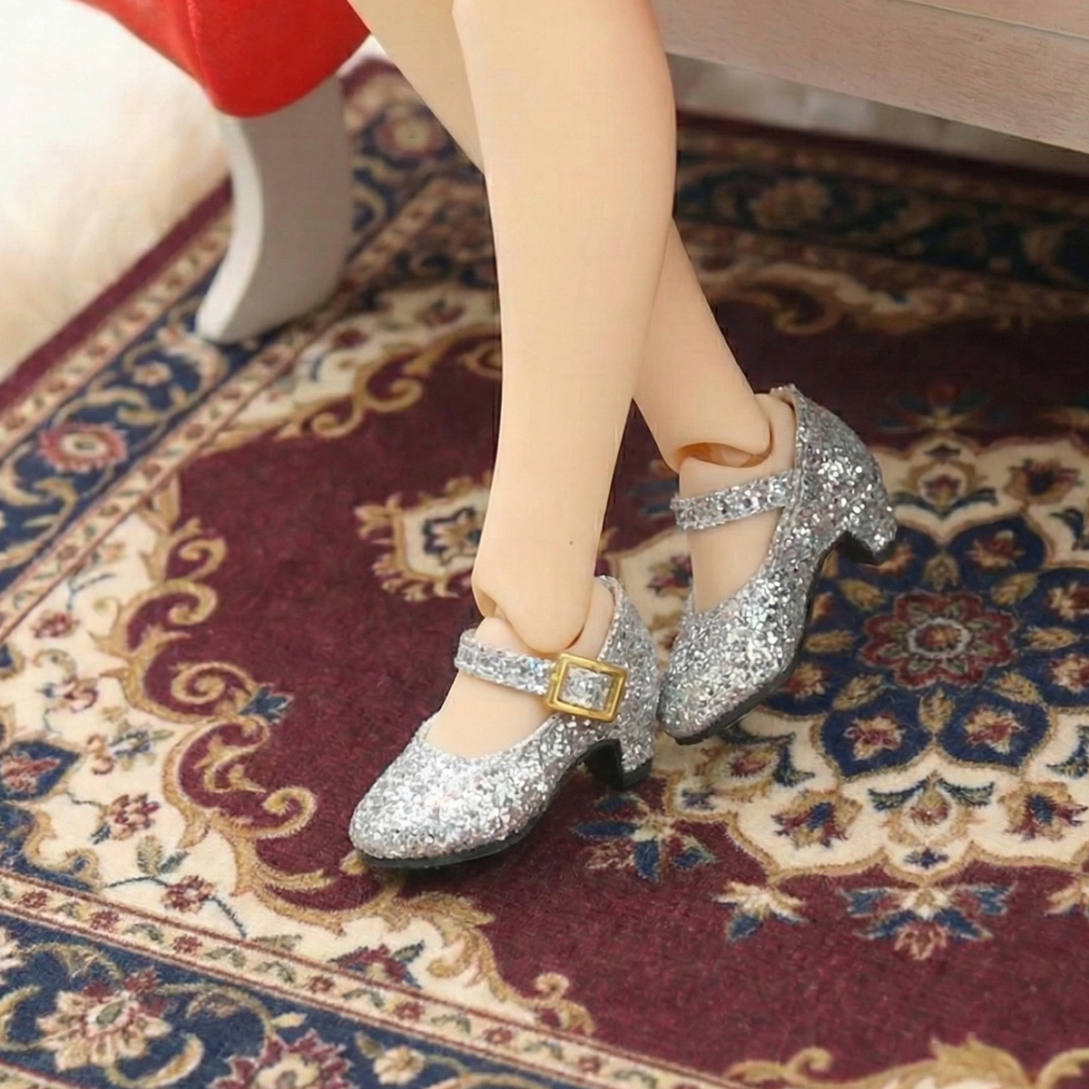 Satin ribbon formal high-heel shoes for 1/6 scale dolls