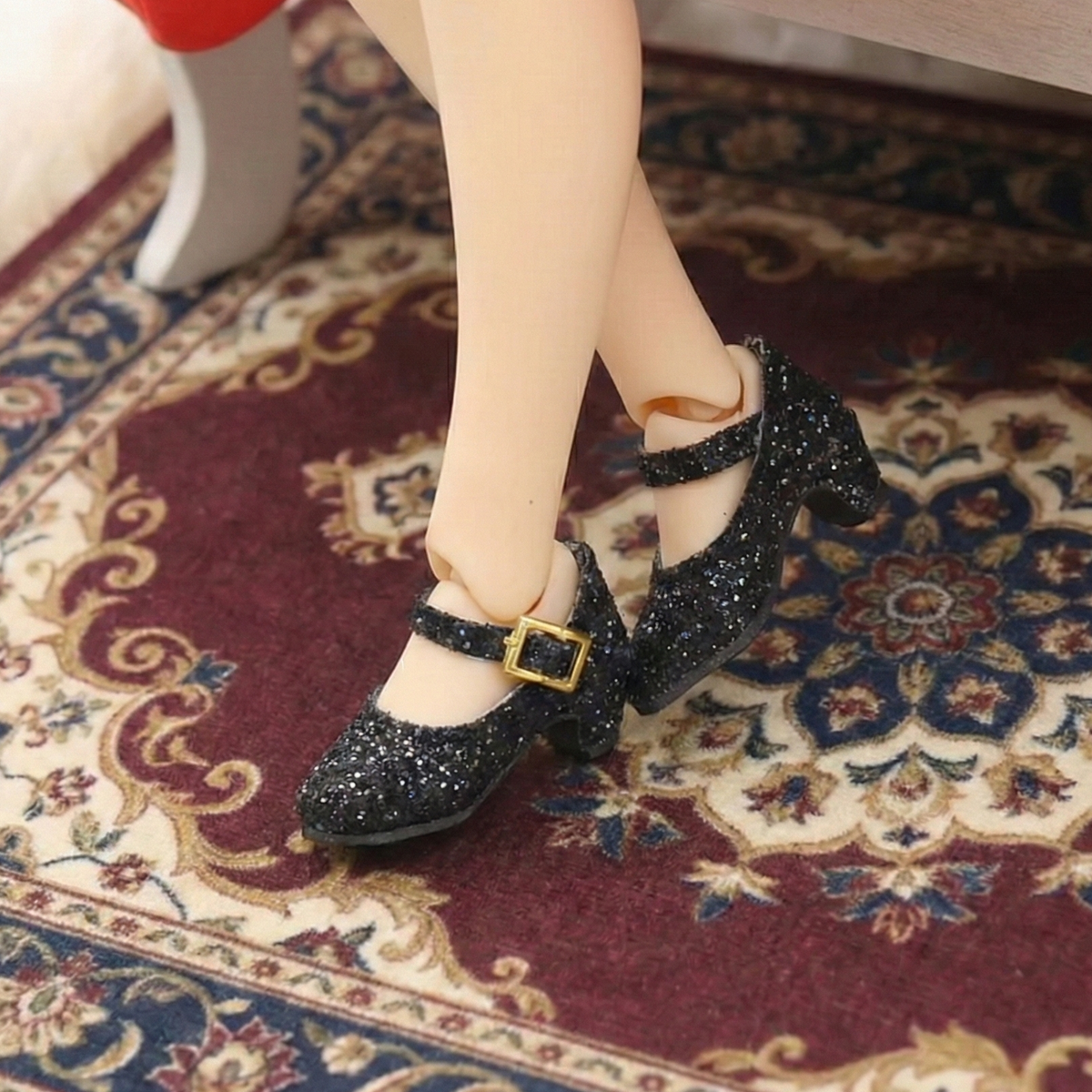 Satin ribbon formal high-heel shoes for 1/6 scale dolls