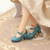 Satin ribbon formal high-heel shoes for 1/6 scale dolls