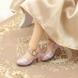 Satin ribbon formal high-heel shoes for 1/6 scale dolls