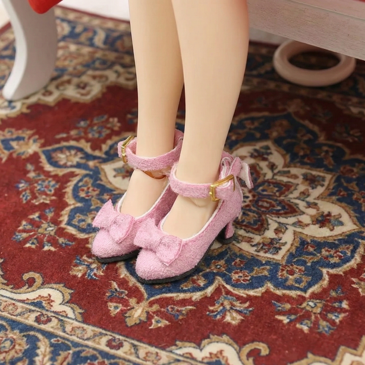 Satin ribbon formal high-heel shoes for 1/6 scale dolls