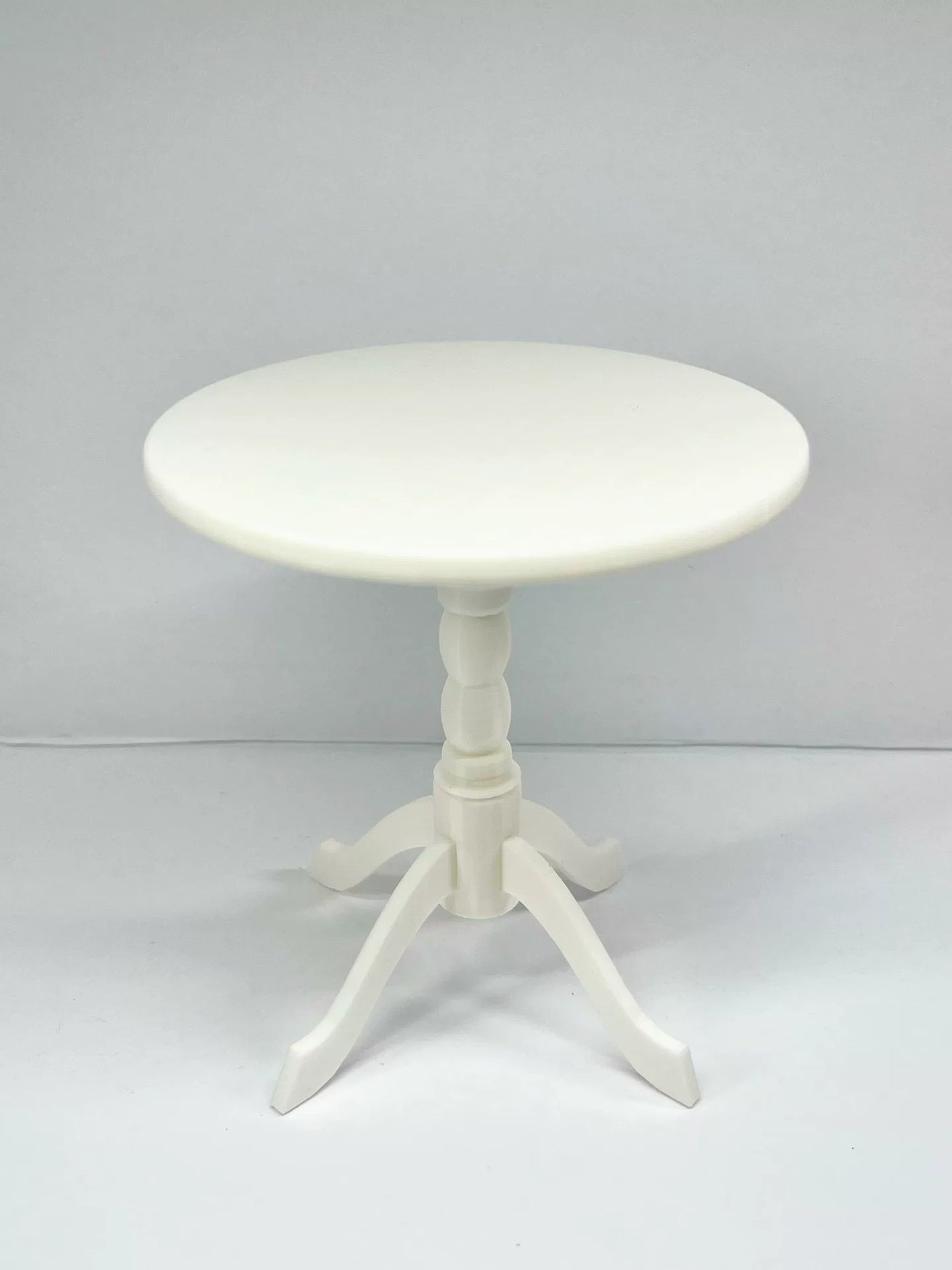 Miniature round table and spindle-back chair set for dollhouse photography