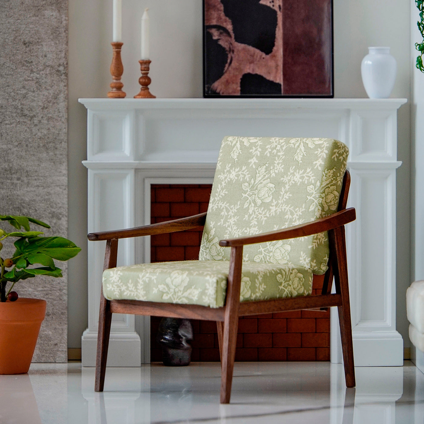 Vintage-style single doll sofa for 1/6 scale miniature scenes