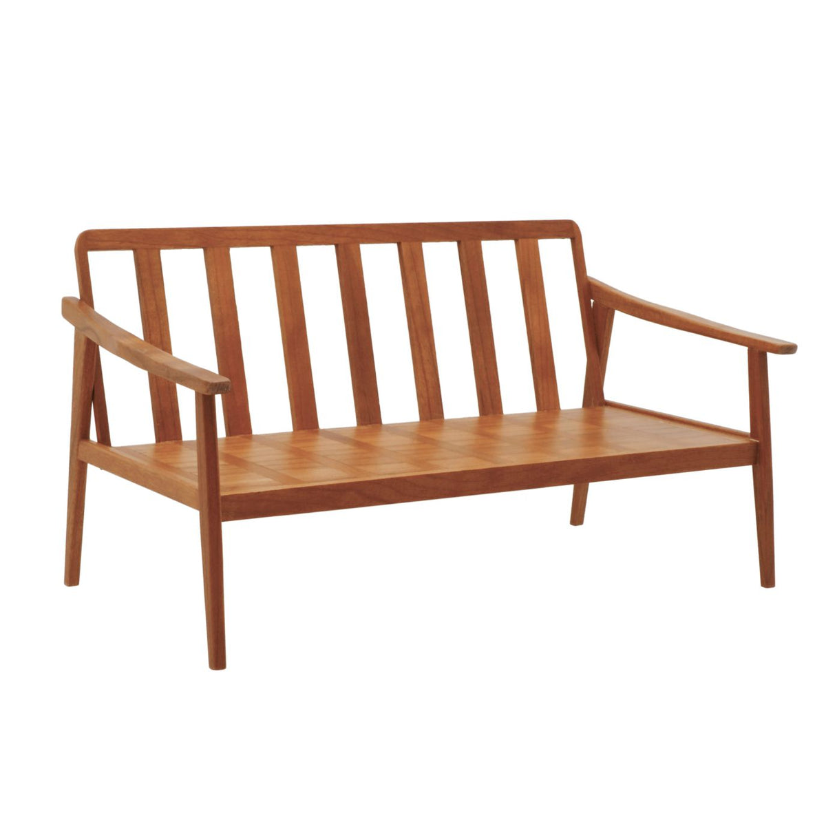 Vintage-style wooden two-seater sofa for 1/6 scale dolls