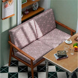Wooden miniature two-seater sofa for 1/6 scale doll interiors