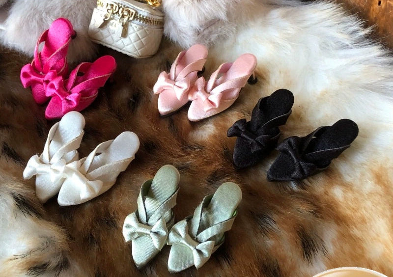 1/6 scale silk high-heel sandals for Blythe, Licca, Azone, momoko, Poppy Parker, FR and Obitsu dolls