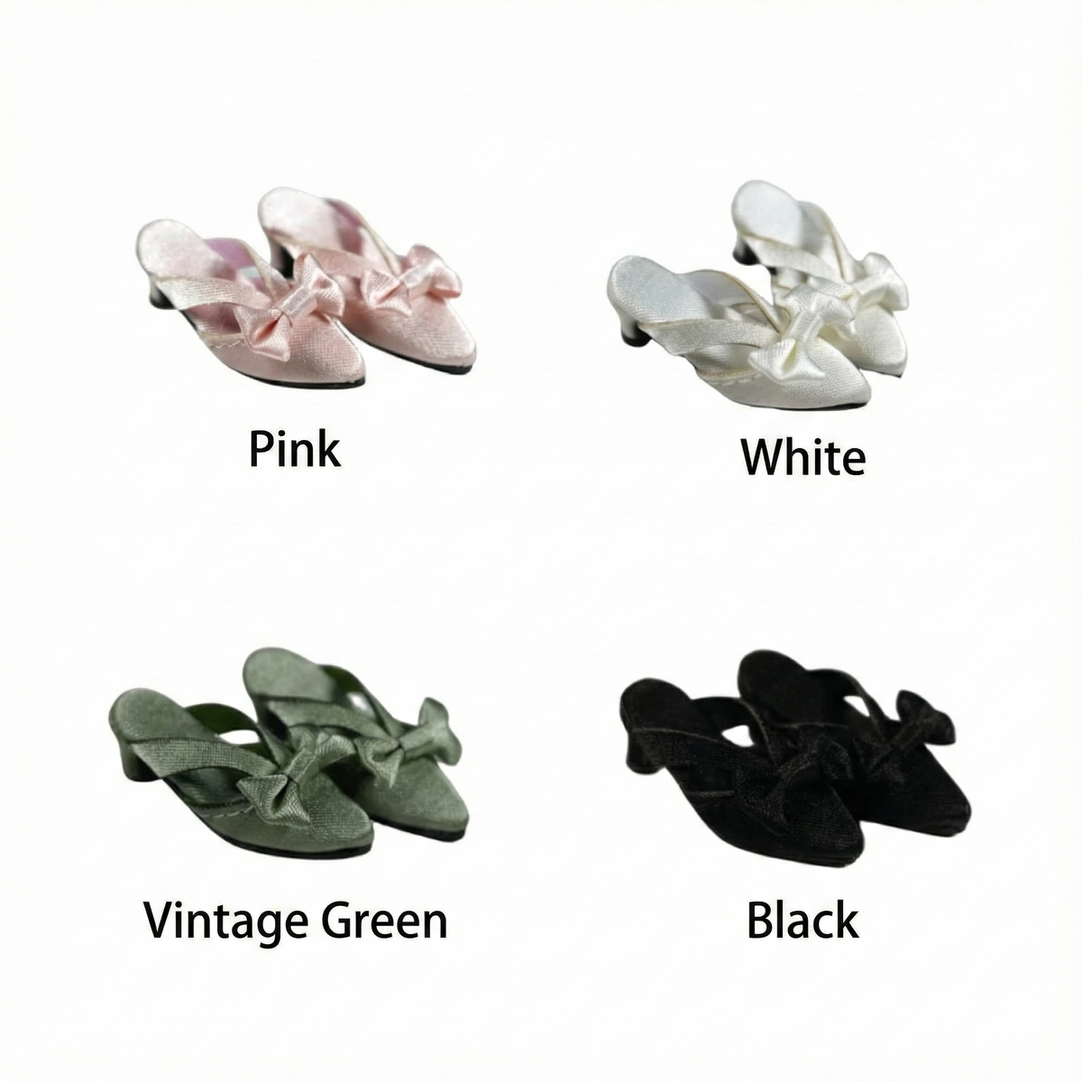 1/6 scale silk high-heel doll sandals in four colors