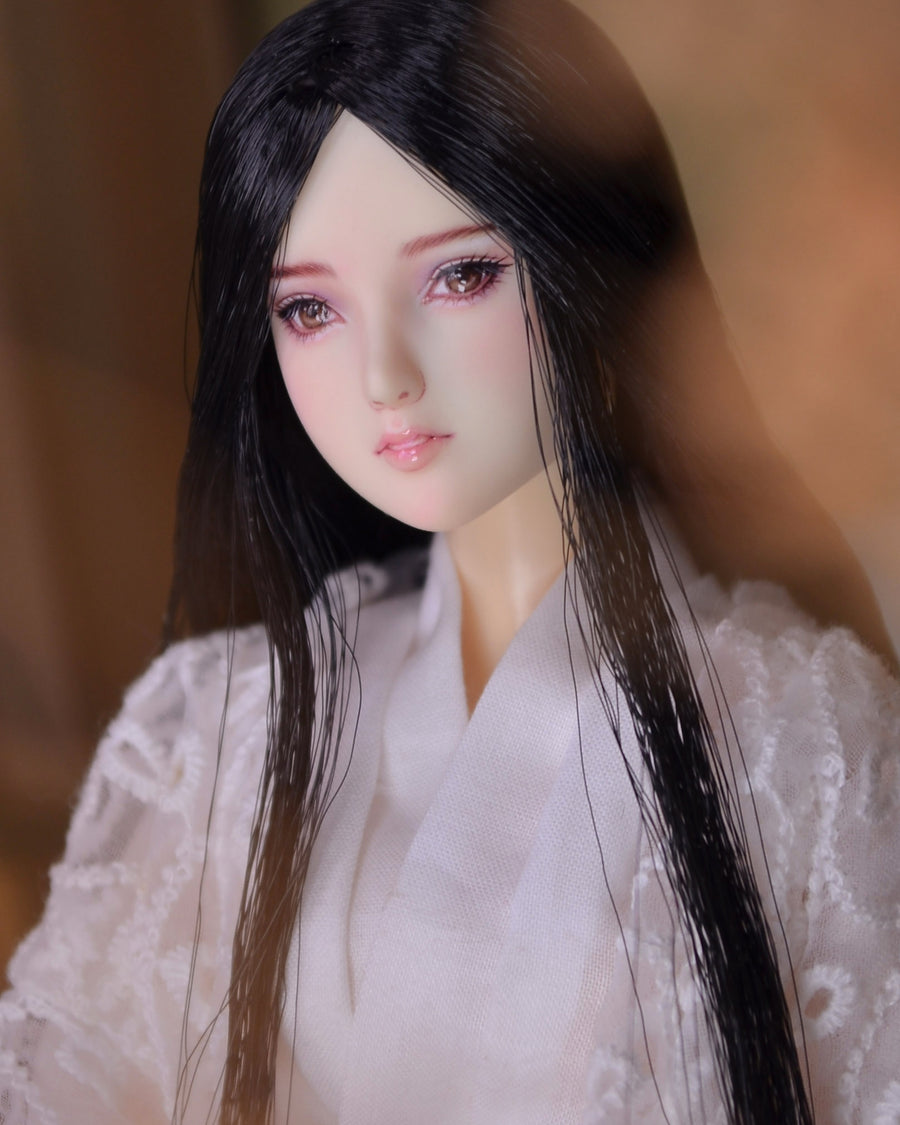 【 DISPLAY ONLY】Hand-Painted Obitsu Doll Faceup | Heian-Era Beauty