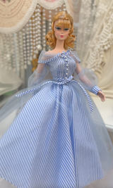 1/6 Scale Vintage Light Blue Dress Set for Barbie & Silkstone Dolls｜5-Piece Doll Outfit