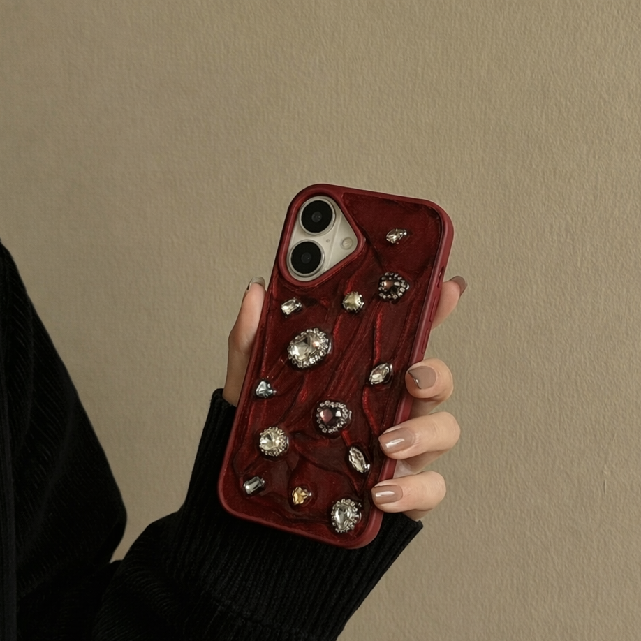 Artistic iPhone Case – Independent Designer Style | Multiple Models Available|Baroque Gemstone Red