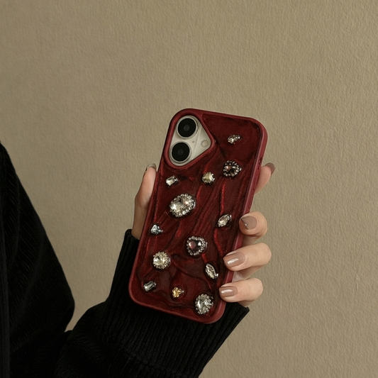 Artistic iPhone Case – Independent Designer Style | Multiple Models Available|Baroque Gemstone Red