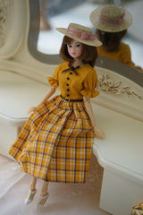 Vintage Straw Hat for 1/6 Scale Dolls | Barbie Silkstone, Poppy Parker & Fashion Royalty ｜Beige with Blush Pink Bow