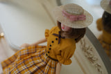 Vintage Straw Hat for 1/6 Scale Dolls | Barbie Silkstone, Poppy Parker & Fashion Royalty ｜Beige with Blush Pink Bow