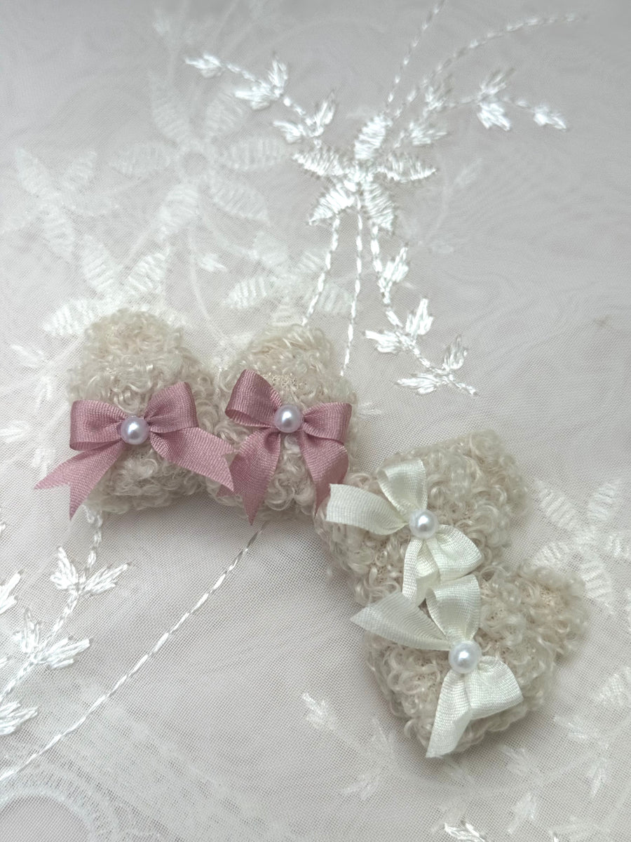 1/6ドール用 ふわふわルームスリッパ｜リボン付き｜Blythe・Azone・Obitsu・Momoko・Licca対応