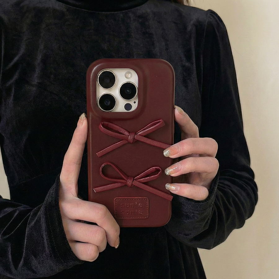 Artistic iPhone Case – Independent Designer Style | Multiple Color Models Available|Leather Bow