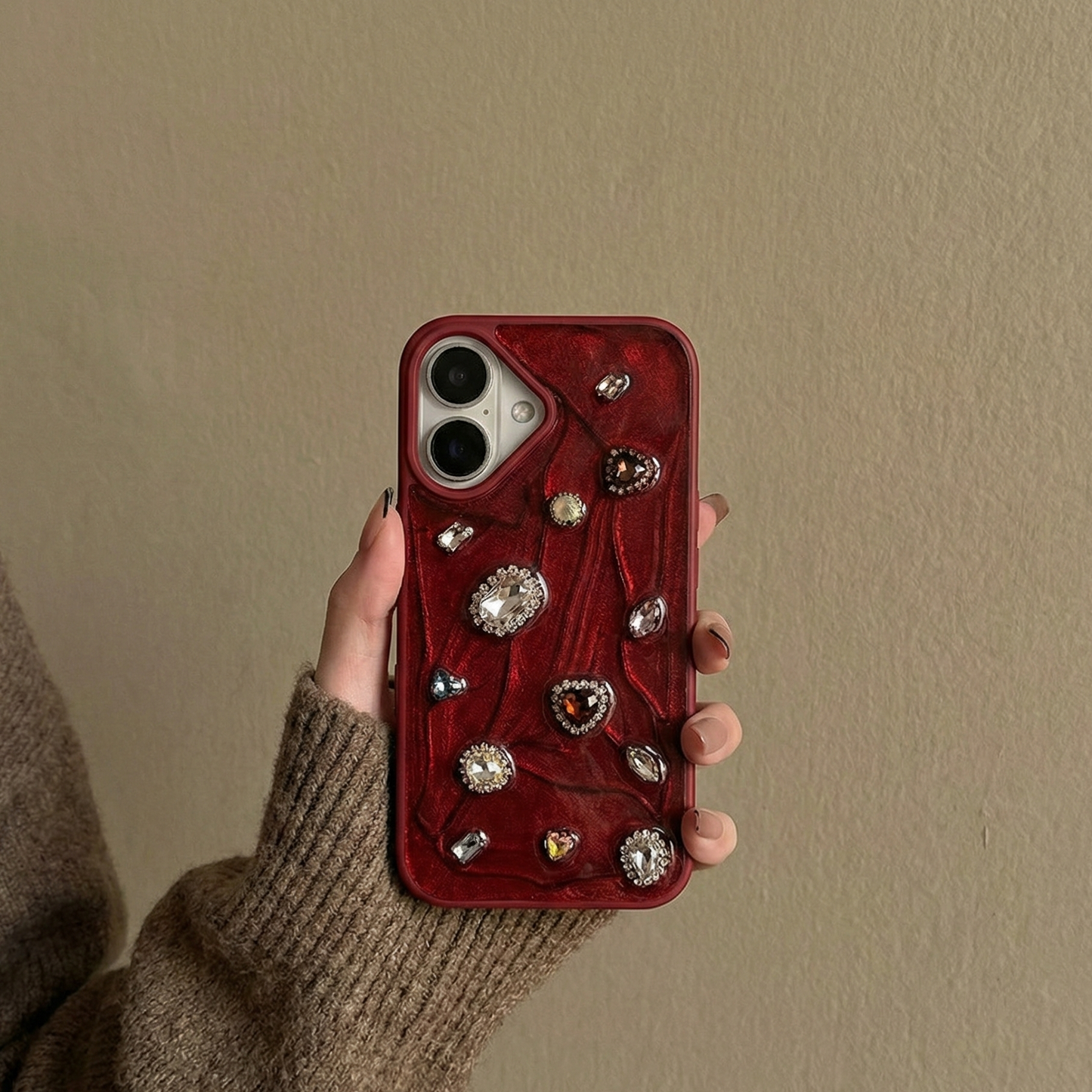 Artistic iPhone Case – Independent Designer Style | Multiple Models Available|Baroque Gemstone Red