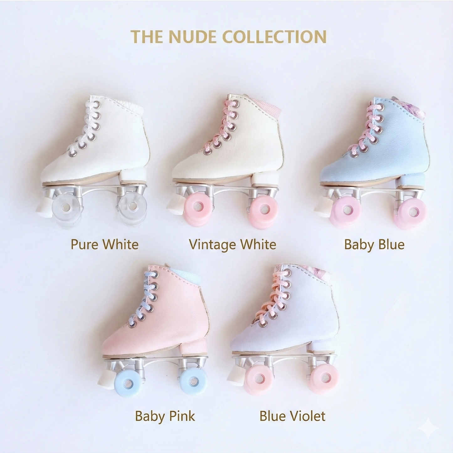 Macaron Color Retro Quad Roller Skates for Dolls – Multi-Color | Universal Fit for Blythe, Licca, Azone, FR & Obitsu 22/24
