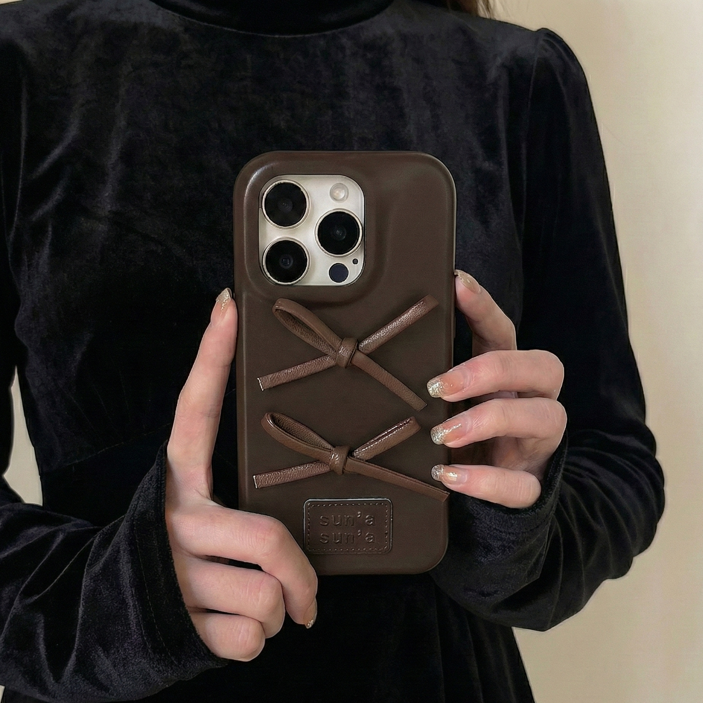 Artistic iPhone Case – Independent Designer Style | Multiple Color Models Available|Leather Bow