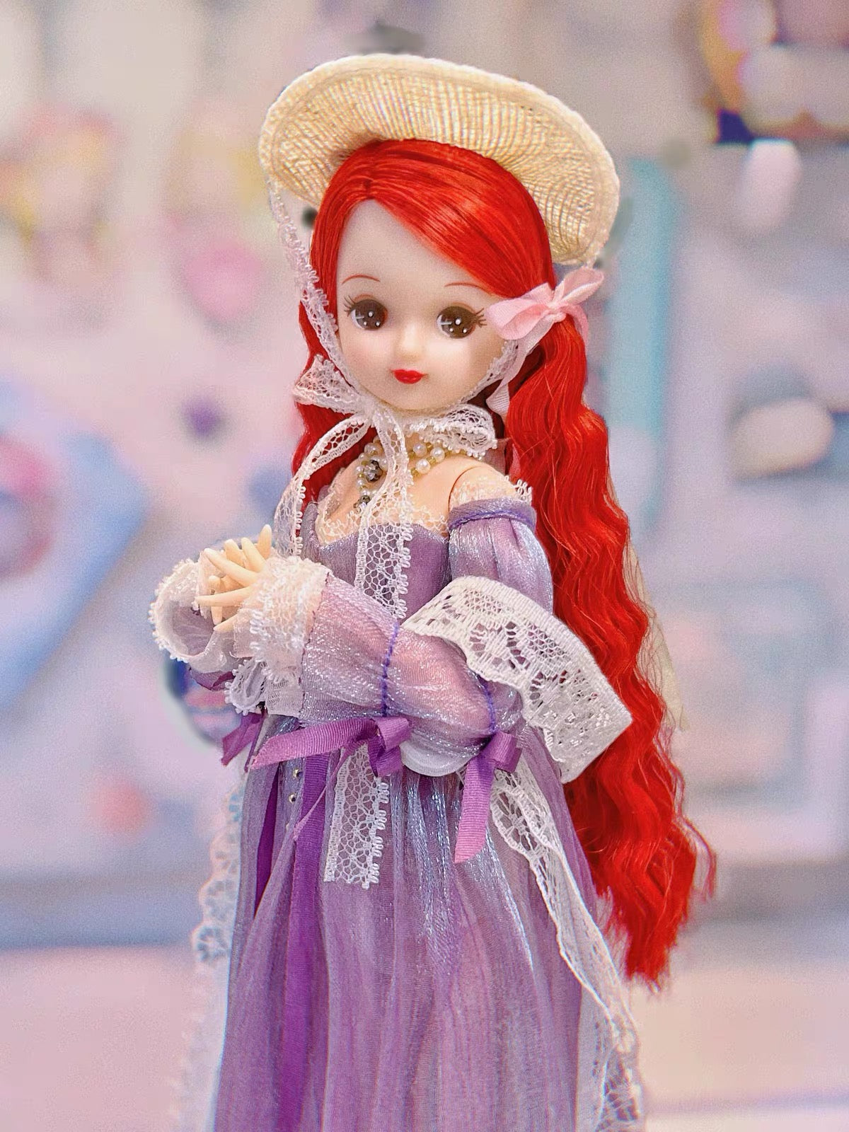 Made to Order Court Dress Set for Dolls | Empire Style Chiffon Outfit with Necklace