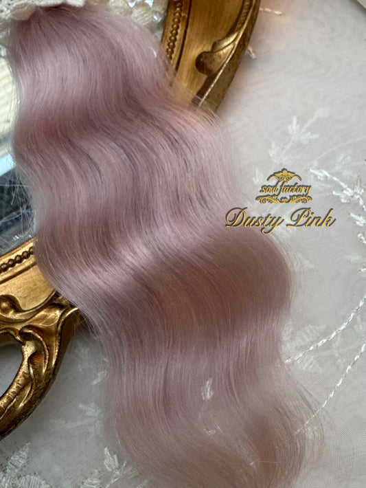 High-Gloss Mohair for Dolls | Dusty Pink 20-25cm