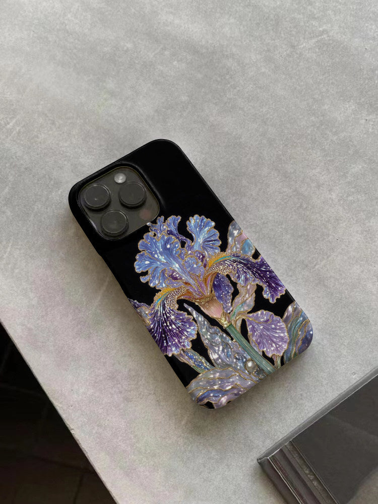 Iris Flower in the Night on iphone case