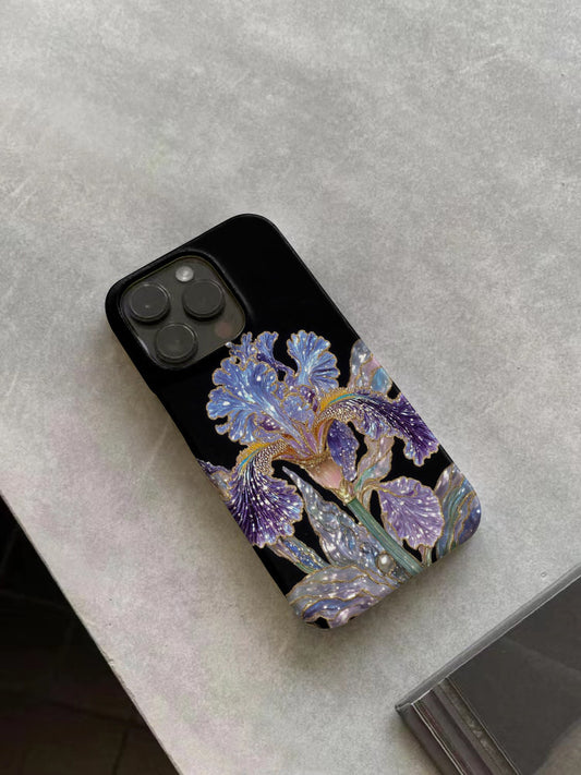 Iris Flower in the Night on iphone case