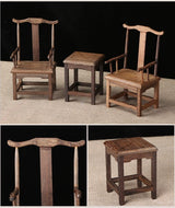 1/6 Scale Chinese Antique Style Table  Chair Set – 1 Table + 2 Chairs｜ Chinoiserie Style Dollhouse Furniture for dolls