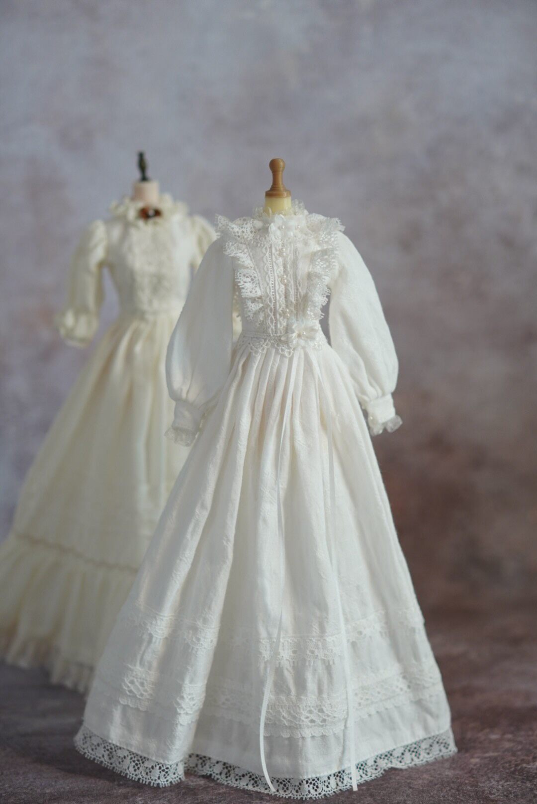 Made-to-Order 1/6 Scale Vintage White Doll Dress | 2 Designs | Off-White & Pure White