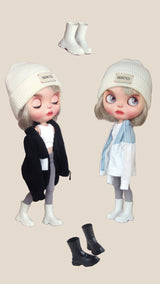 1/6ドール用 コンバット風レインブーツ｜レトロワークブーツスタイル | ブライス、バービー、リカちゃん、FR、オビツ22/24