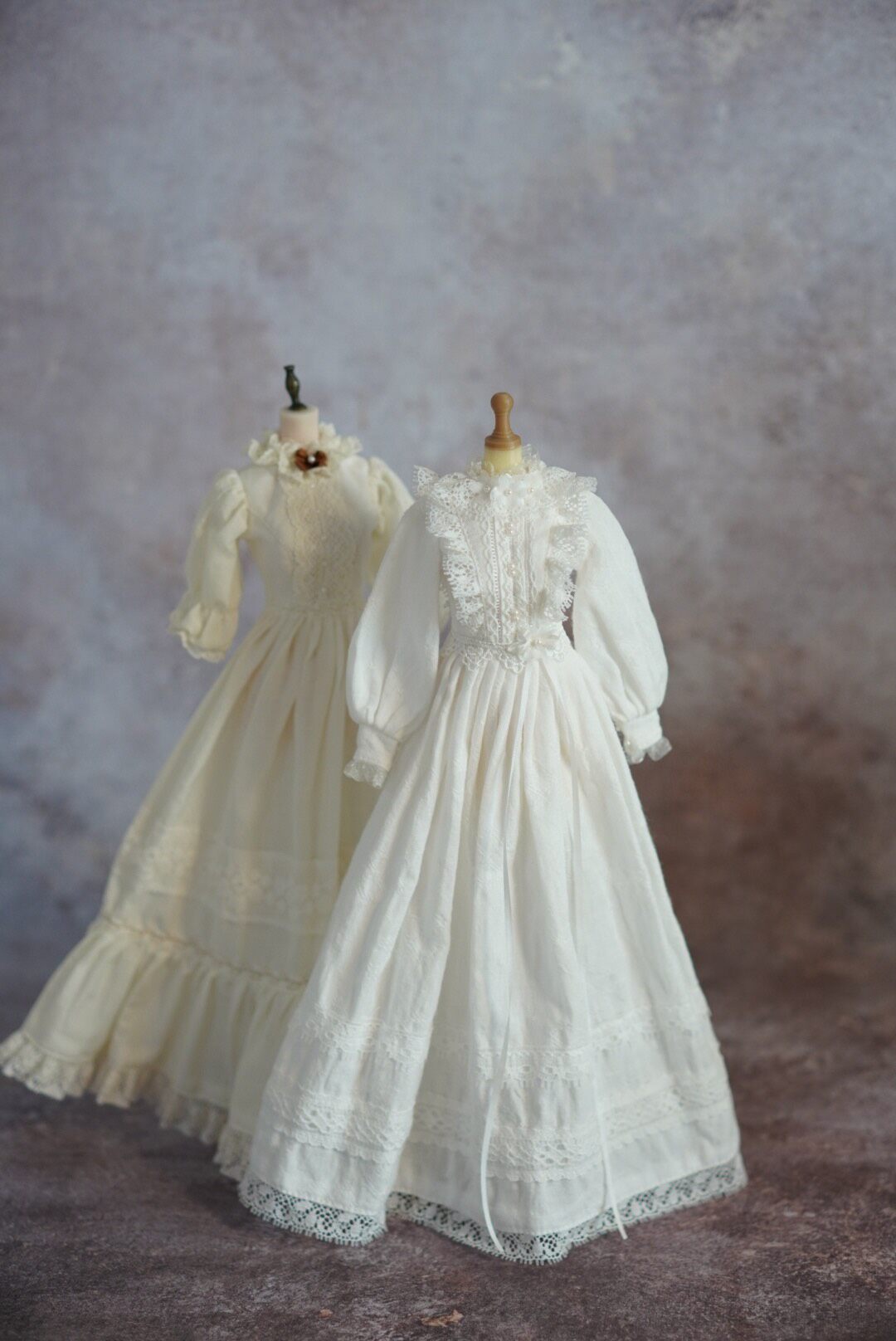 Made-to-Order 1/6 Scale Vintage White Doll Dress | 2 Designs | Off-White & Pure White