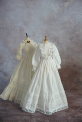 Made-to-Order 1/6 Scale Vintage White Doll Dress | 2 Designs | Off-White & Pure White