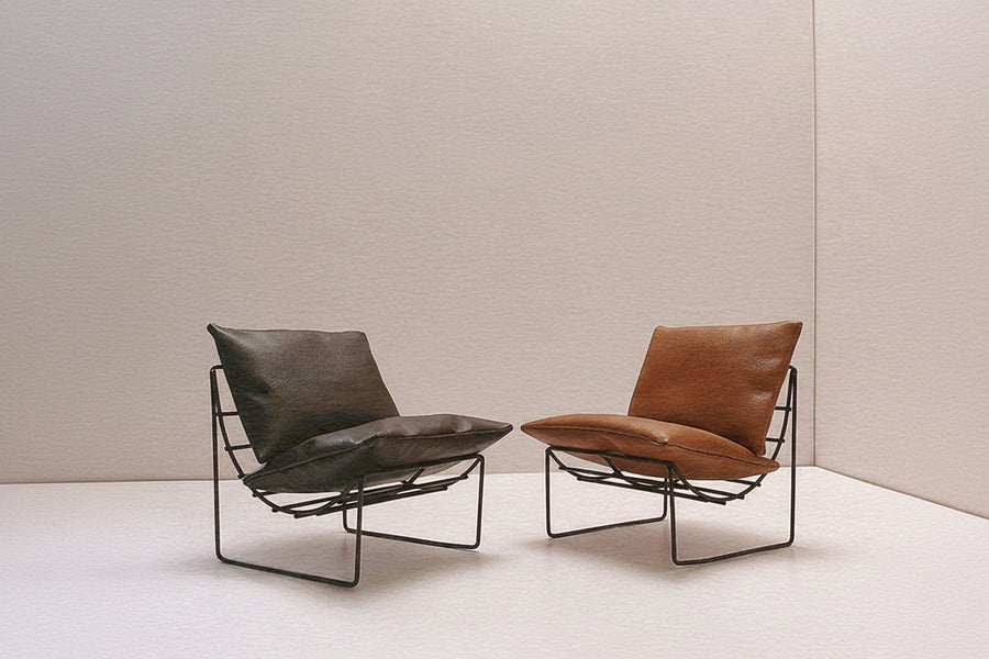 Mini Leather-Look Sofa (1/6 or 1/4) | Metal Frame Dollhouse Furniture