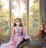 Spring Reverie floral lace soft pink dress on a 1/6 fashion doll