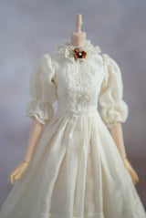 Made-to-Order 1/6 Scale Vintage White Doll Dress | 2 Designs | Off-White & Pure White