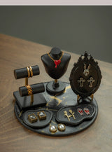 1/6 scale dollhouse blythe miniature sceneBJD black walnut brass glass display case