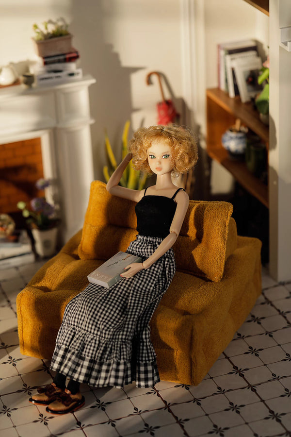 1/6 Scale Modern Cube Sofa for Dolls | Miniature Couch | White, Yellow, Grey