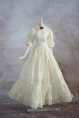 Made-to-Order 1/6 Scale Vintage White Doll Dress | 2 Designs | Off-White & Pure White