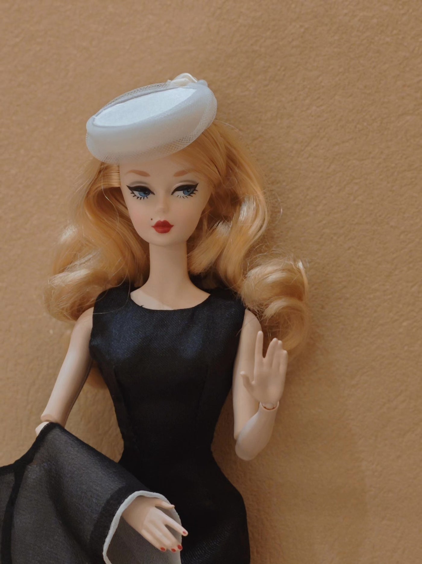 Vintage Doll Dress with Straw Hat