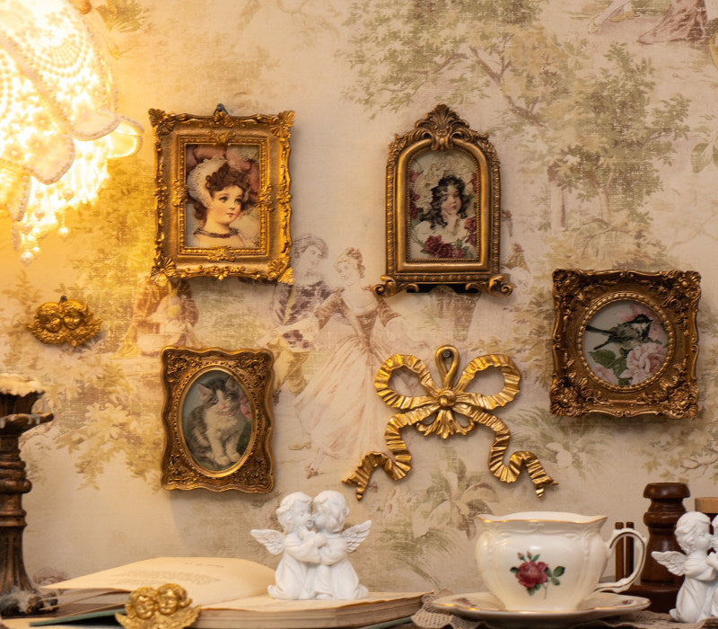 Vintage Gold Embossed Mini Frames – European Wall Decor