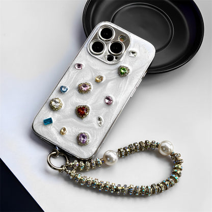 Artistic iPhone Case – Independent Designer Style | Multiple Models Available|Baroque Gemstone white